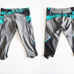 Lululemon Crop Leggings 10 Gray Teal
